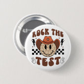 Groovy Test Day rockte das Testlächeln Cowboy Boys Button (Vorne & Hinten)