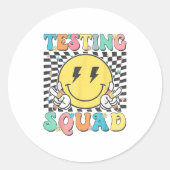 Groovy Test Day Testing Squad Motivation Teacher S Runder Aufkleber (Vorderseite)