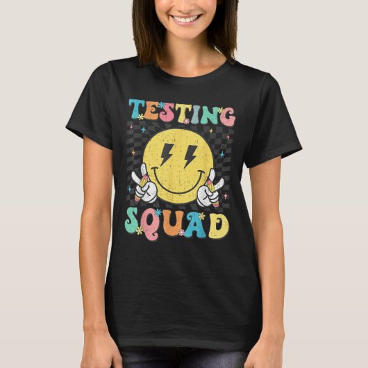Groovy Test Day Testing Squad Motivation Teacher S T-Shirt (Vorderseite)
