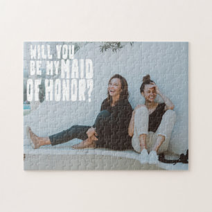 Groovy-Text-Overlay-Brautjungfer-Ehrenfoto-Antrags Puzzle