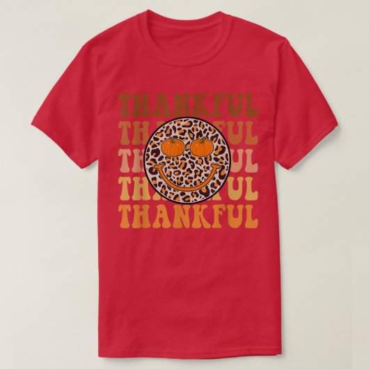 Groovy Thankful Hello Fall Leopard Retro Herbst T-Shirt (Design vorne)