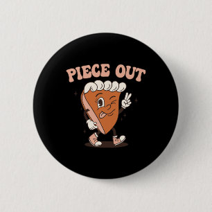 Groovy Thankful Pumpkin Pie Retro Piece Out Danke Button