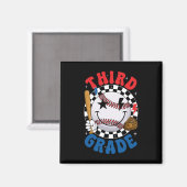 Groovy Third Grade Team Baseball Erster Schultag Magnet (Vorderseite/Rückseite)