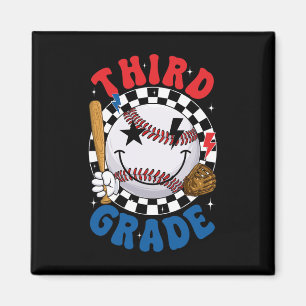 Groovy Third Grade Team Baseball Erster Schultag Magnet