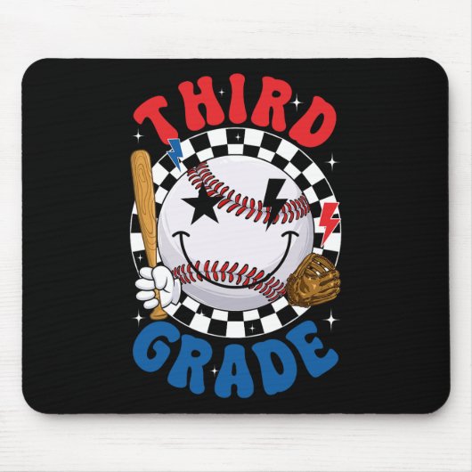 Groovy Third Grade Team Baseball Erster Schultag Mousepad (Vorne)