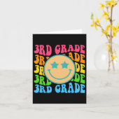 Groovy Third Grade Vibes Face Retro Lehrer Byck Karte (Gelbe Blume)