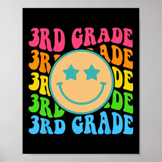 Groovy Third Grade Vibes Face Retro Lehrer zurück Poster (Vorne)