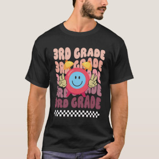 Groovy Third Grade Vibes Face Retro Lehrer zurück T-Shirt