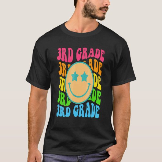 Groovy Third Grade Vibes Face Retro Teachers Back T-Shirt (Vorderseite)