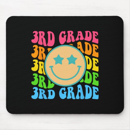 Groovy Third Grade Vibes Gesicht Retro Lehrer Byck Mousepad (Vorne)
