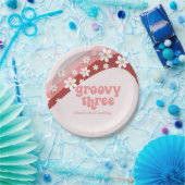 Groovy Three 3. Geburtstag Pink Paper Napkin Pappteller (Party)