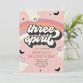 Groovy Three Spirit Girl 3. Geburtstag Halloween Einladung (Stehend Vorderseite)