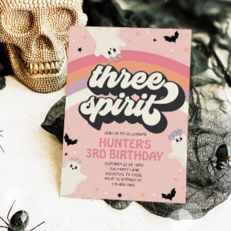 Groovy Three Spirit Girl 3. Geburtstag Halloween Einladung