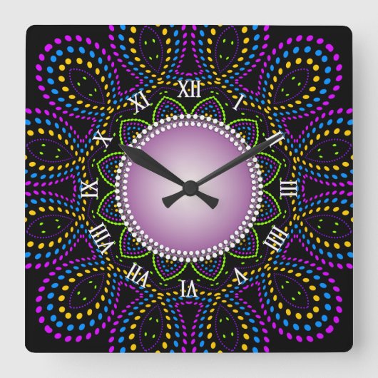 Groovy Time farbenfrohe Hintergrundbeleuchtung Swi Quadratische Wanduhr (Vorderseite)