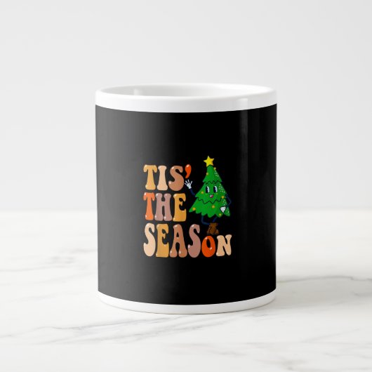 Groovy Tis The Season Christmas Pine Tree Jumbo-Tasse (Vorderseite)