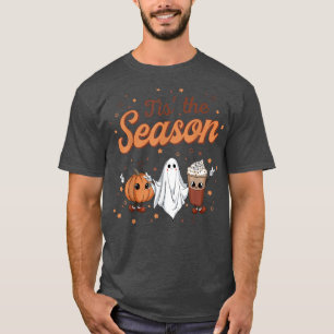 Groovy Tis The Season Pumpkin Floral Ghost Hippie T-Shirt