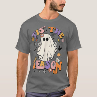 Groovy Tis The Season Pumpkin Ghost, Hippie Herbst T-Shirt