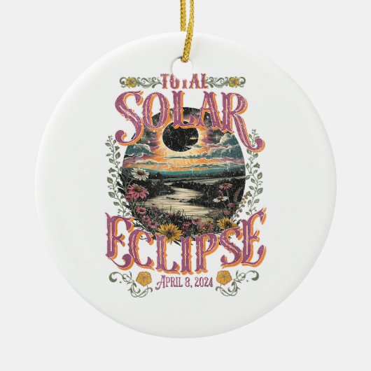 Groovy Total Solar Eclipse 8. April 2024 Astronomi Keramik Ornament (Vorne)