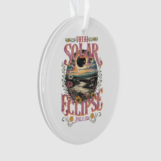 Groovy Total Solar Eclipse 8. April 2024 Astronomi Ornament (Vorderseite)