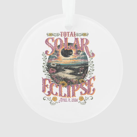 Groovy Total Solar Eclipse 8. April 2024 Astronomi Ornament (Rückseite)