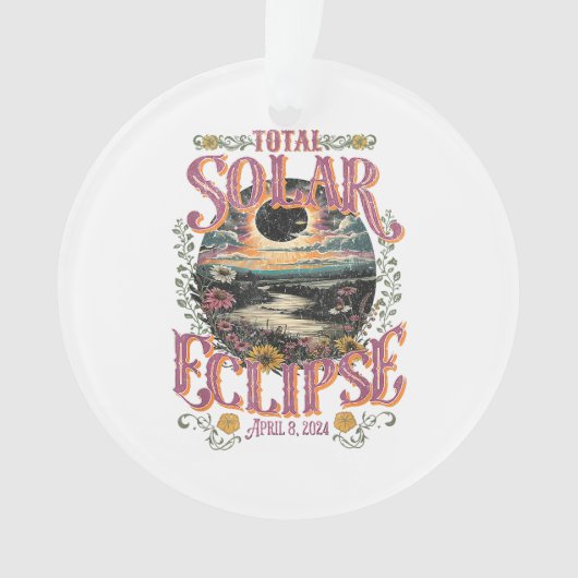 Groovy Total Solar Eclipse 8. April 2024 Astronomi Ornament (Vorderseite)