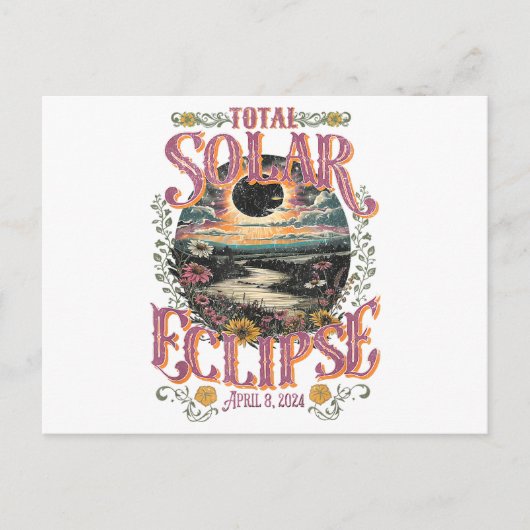 Groovy Total Solar Eclipse 8. April 2024 Astronomi Postkarte (Vorderseite)