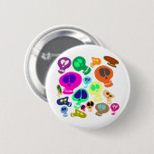 Groovy Totenköpfe Button (Vorne & Hinten)
