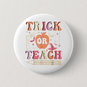 Groovy Trick oder lehren Ghost Lehrer Halloween Ko Button