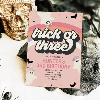 Groovy Trick oder Three Girl 3. Geburtstag Hallowe Einladung