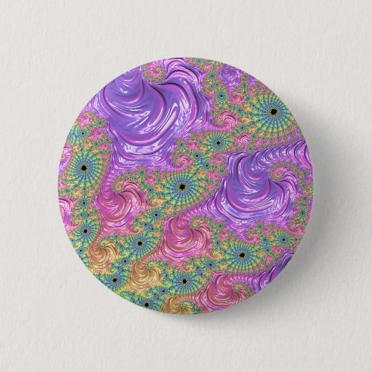 Groovy Trippy Boho Jewel Tone Rainbow Fraktal Button (Vorderseite)