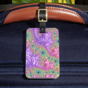 Groovy Trippy Boho Jewel Tone Rainbow Fraktal Gepäckanhänger
