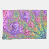 Groovy Trippy Boho Jewel Tone Rainbow Fraktal Geschirrtuch (Horizontal)