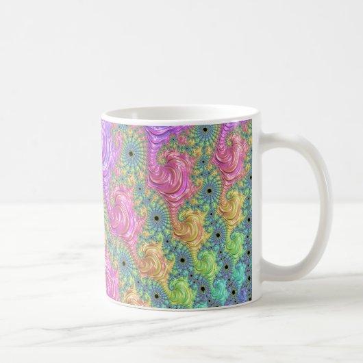 Groovy Trippy Boho Jewel Tone Rainbow Fraktal Kaffeetasse (Rechts)