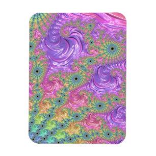 Groovy Trippy Boho Jewel Tone Rainbow Fraktal Magnet