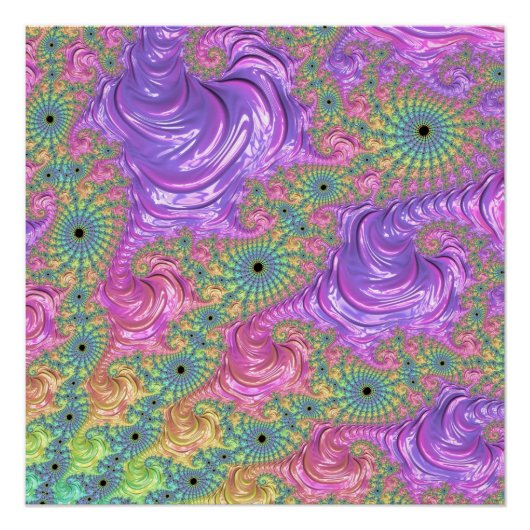 Groovy Trippy Boho Jewel Tone Rainbow Fraktal Poster (Vorderseite)
