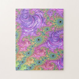 Groovy Trippy Boho Jewel Tone Rainbow Fraktal Puzzle