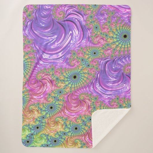 Groovy Trippy Boho Jewel Tone Rainbow Fraktal Sherpadecke (Vorderseite)