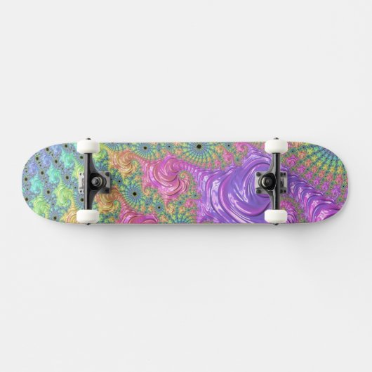 Groovy Trippy Boho Jewel Tone Rainbow Fraktal Skateboard (Horizontal)