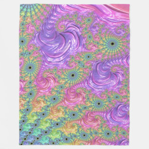 Groovy Trippy Boho Juwel-Ton Regenbogen Fraktal Fleecedecke