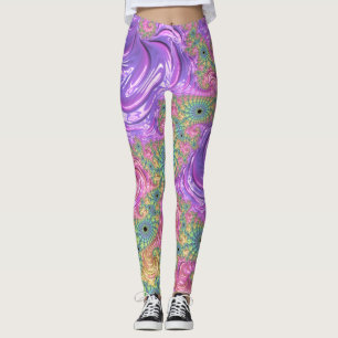 Groovy Trippy Boho Juwel-Ton Regenbogen Fraktal Leggings