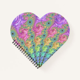 Groovy Trippy Boho Juwel-Ton Regenbogen Fraktal Notizblock