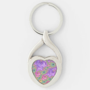 Groovy Trippy Boho Juwel-Ton Regenbogen Fraktal Schlüsselanhänger