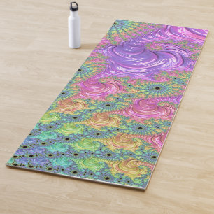 Groovy Trippy Boho Juwel-Ton Regenbogen Fraktal Yogamatte