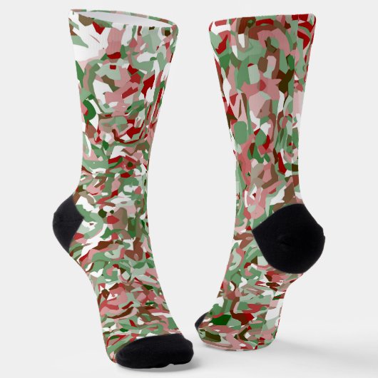 Groovy Trippy Boho Retro Festive Christmas Camo S Socken (Gewinkelt)