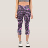 Groovy Trippy Funky Psychedelic Spiral Fraktal Art Capri Leggings (Vorderseite)