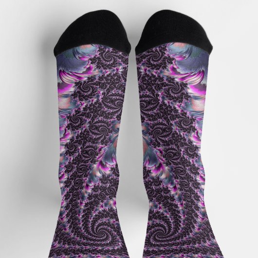 Groovy Trippy Funky Psychedelic Spiral Fraktal Art Socken (Oben)