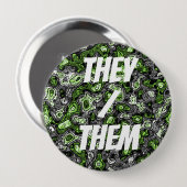 Groovy Trippy Grungy Funky Abstrakt Agender Pride Button (Vorne & Hinten)