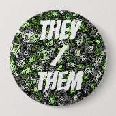 Groovy Trippy Grungy Funky Abstrakt Agender Pride Button (Vorderseite)