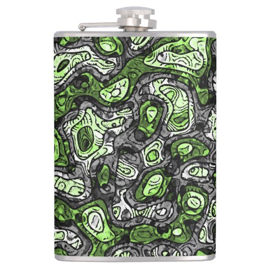 Groovy Trippy Grungy Funky Abstrakt Agender Pride Flachmann (Vorderseite)