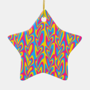 Groovy Trippy Squiggly Quirky pansexuelle Pride Keramik Ornament